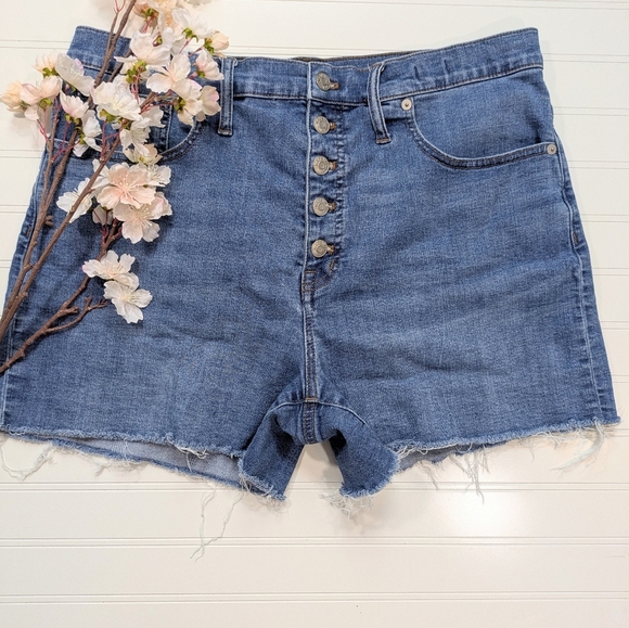Madewell Button Fly High-Rise Denim Shorts - Picture 1 of 5
